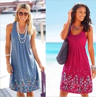 96752021 europe and america popular sleeveless flower print loose fashion dress popular dress