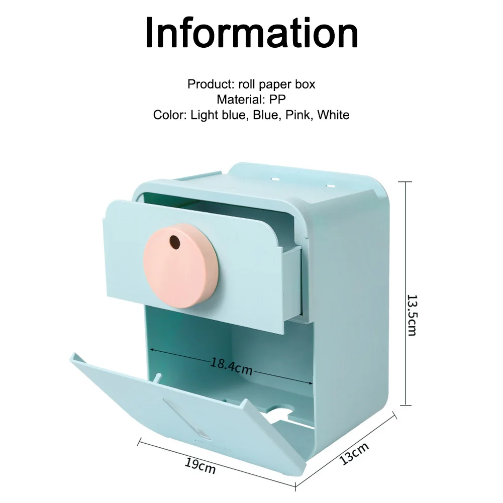 

New Nail-free Toilet Paper Box Bathroom Roll Paper Holder with Drawer and Phone Holder Wall Mounted Tissue Holder organizer