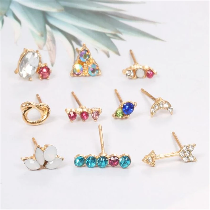 10 шт./компл. Бохо Геометрия Луна Звезда стрелы цветок серьги руки комплект для