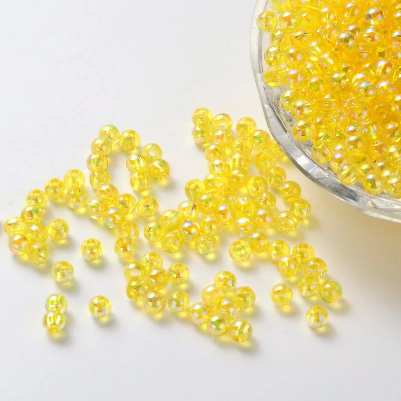 

560PCS Eco-Friendly Transparent Acrylic Beads Round AB Color Yellow 12mm Hole: 2mm about 560pcs/bag