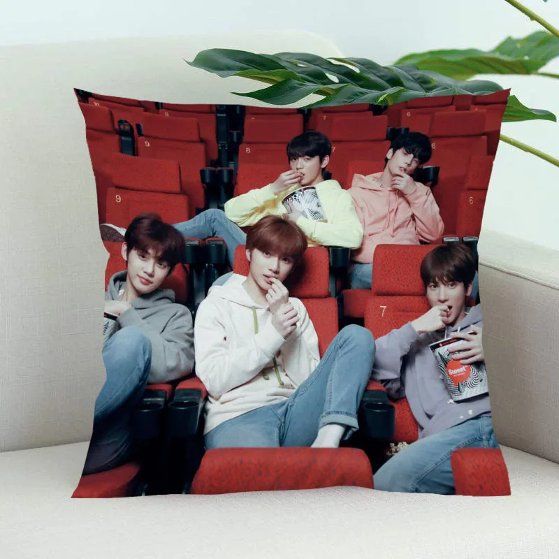 

New TXT Boys Team Pillow Cover Bedroom Home Office Decorative Pillowcase Square Zipper Pillow Cases Satin Soft