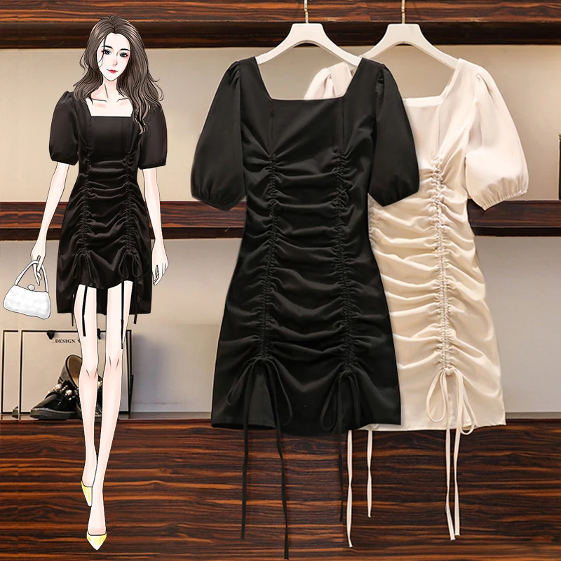 Женское Свободное платье с квадратным вырезом облегающее свободного кроя