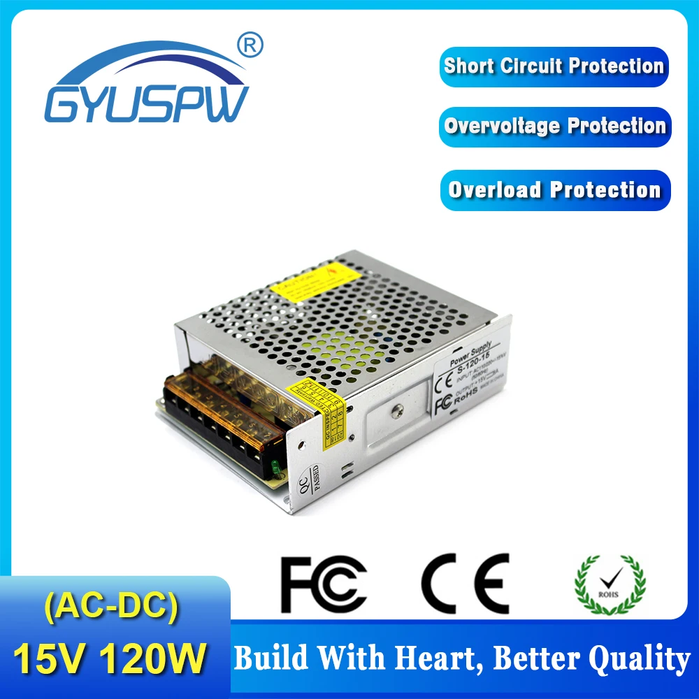 Импульсный источник питания DC15v 8a 120w Драйвер AC 110v 220v к dc 15v силовой трансформатор