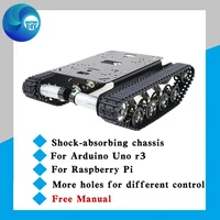 black shock absorber metal rc robot tank chassis kit mobile platform for arduino diy toy parts