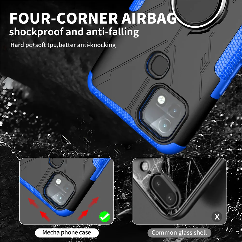 for infinix hot 10i case luxury ring back cover stand armor shockproof case for infinix hot 10i 10 i hot10i phone case free global shipping