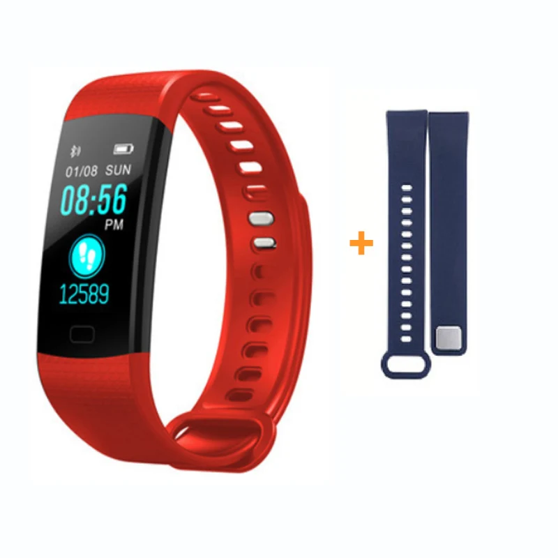 add blue strap Imosi Y5 умный Браслет, пульсометр, монитор артериального давления, высокая яркость, цветной экран, умный браслет, браслет, уведомление - Цвет: add blue strap