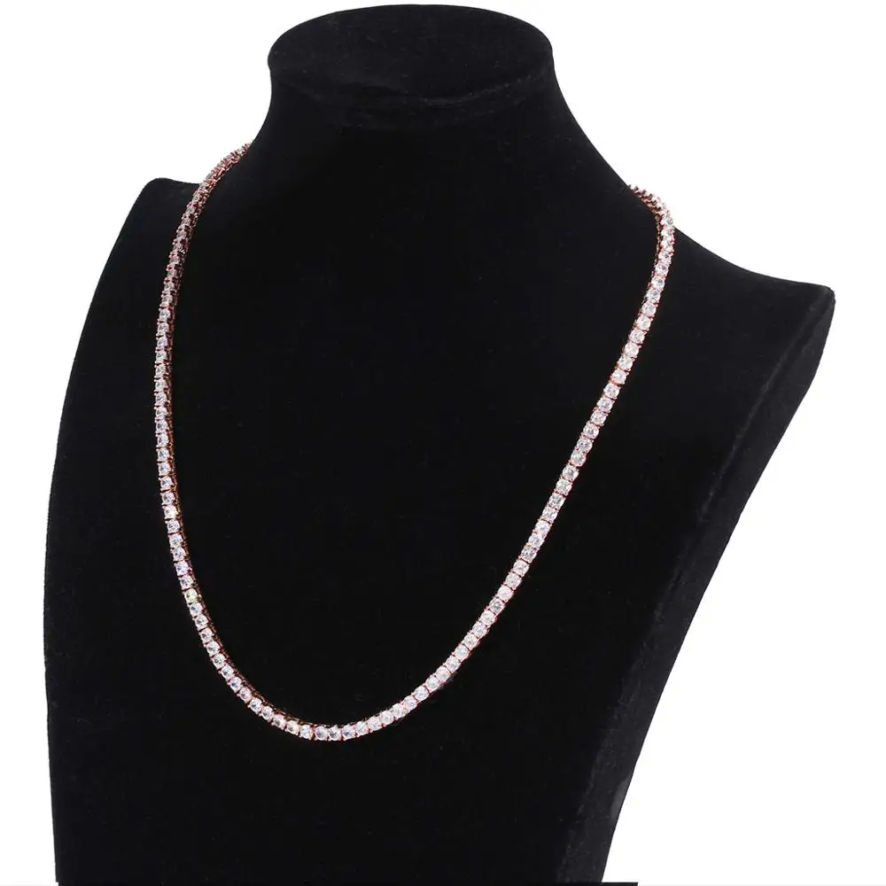 

1 New Fashion Charms Iced Out Bling AAA Zircon Cuban Link Tennis Chain Necklace Men Hip Hop Jewelry Pink White Charms Bracelets