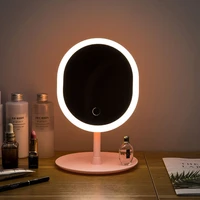 table vanity mirror led makeup mirror with rechargeable led light 3 color vanity light mirror