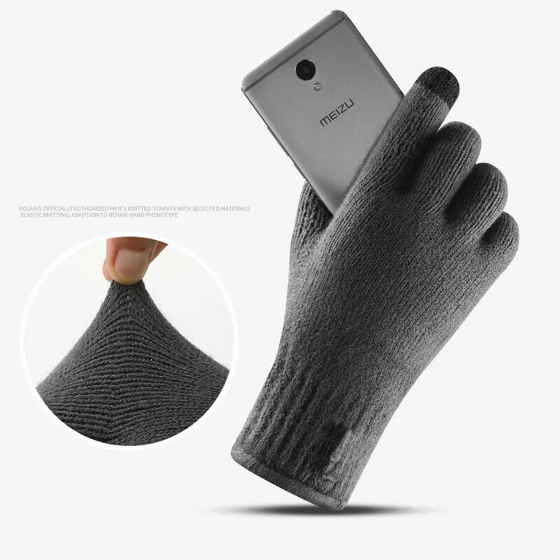 Мужские повседневные зимние вязаные перчатки с сенсорным экраном мужские теплые