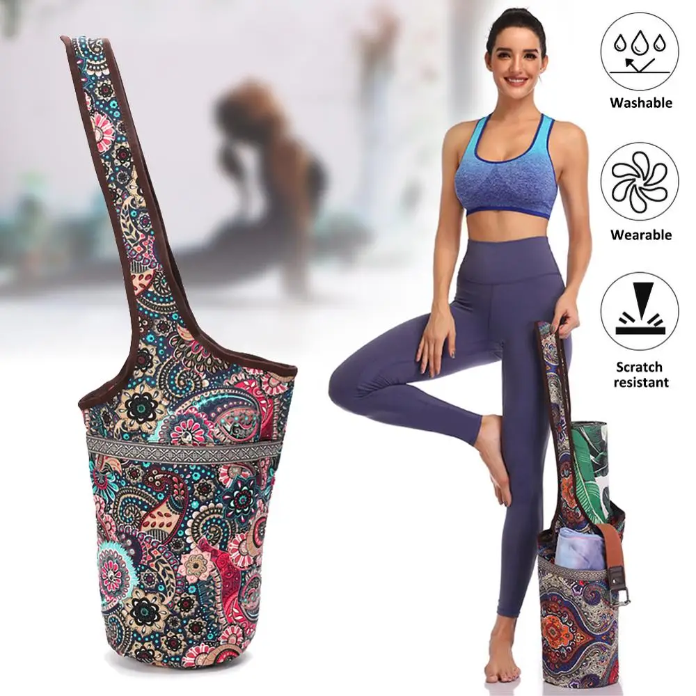 

Multifunctional Yoga Mat Bag Fashion Canvas Yoga Bag Backpack with Large Size Zipper Pocket Fit Most Size Mats Yoga Mat Tote