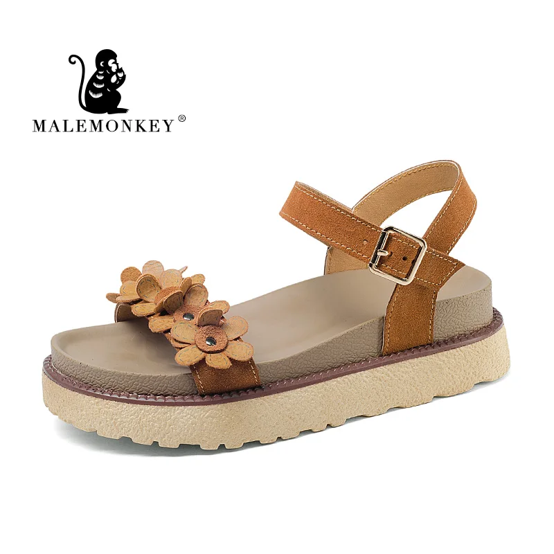 Женские сандалии на платформе с пряжкой милые повседневные женские толстой