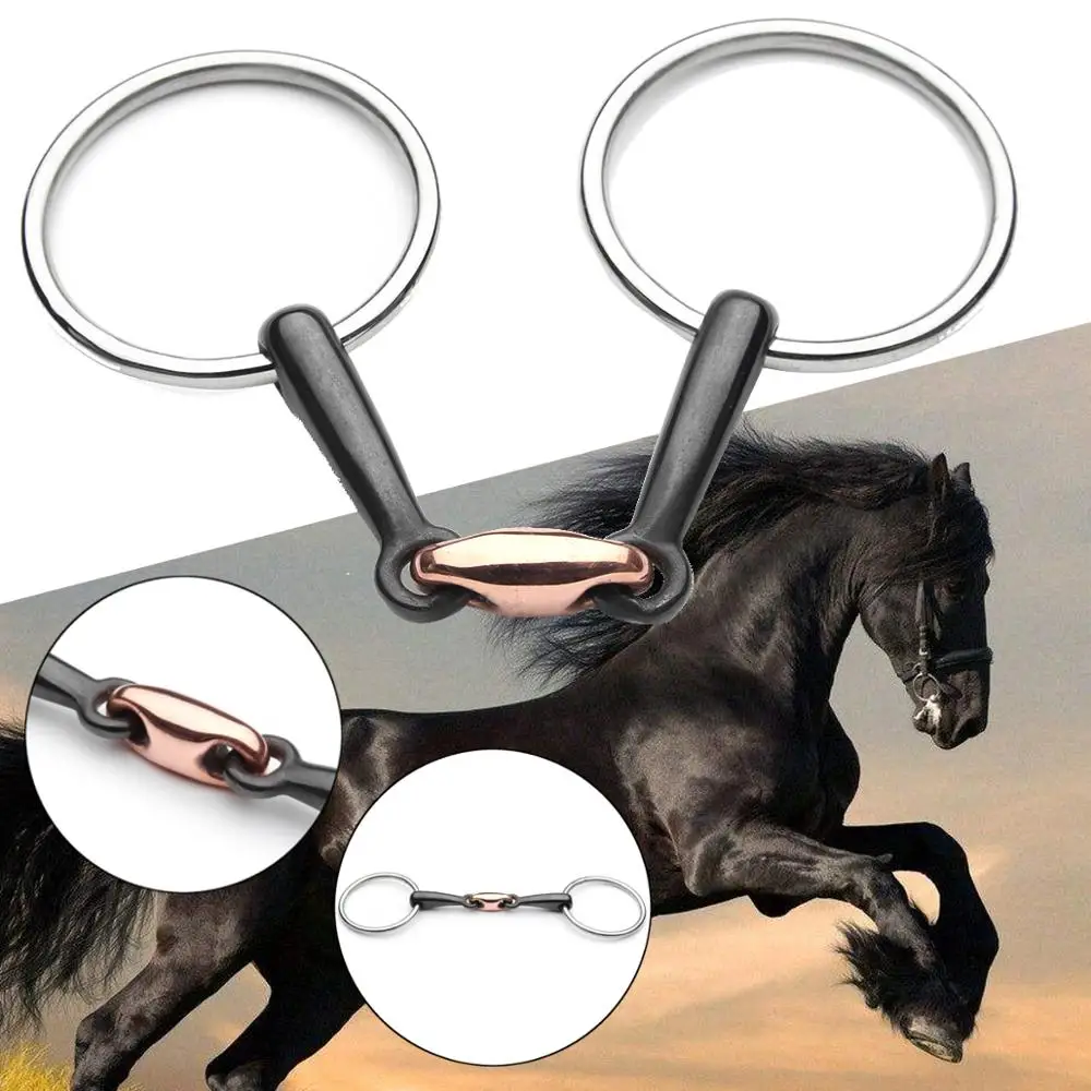 125mm Flexible O-type Loose Ring Horse Snaffle Bit D Ring Stainless Steel Copper Roller Equestrian Riding Accessories