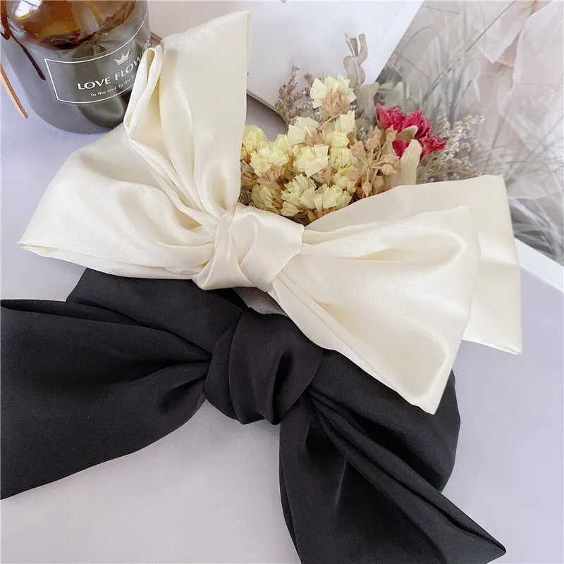 Elegant French Stain Hair Bows Clips White Black BackHead Bowknot Hairpin Party Barrettes Grip Headwear Korean Hair Accessories images - 6