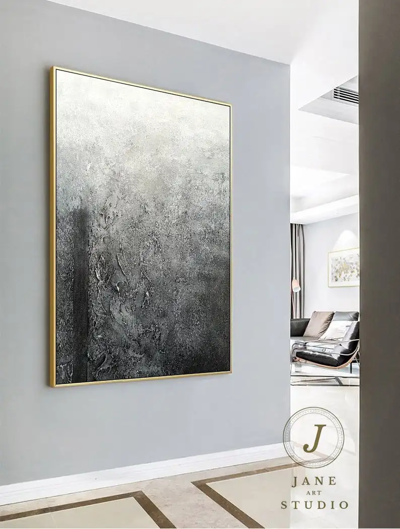 

Большая абстрактная живопись, современная живопись, оригинальная Минималистичная картина маслом, Офисная настенная живопись, оригинальна...