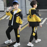 high quality fashion kids clothing autumn suit boys hoodies and pants windproof trench coat luminous long sleeve 2 pcs set