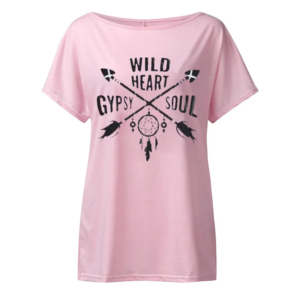 

KANCOOLD top t-shirt Women Lady's Short Sleeve Letter Printed Loose T shirt O Neck Tops Summer Harajuku new top women 2020Apr20