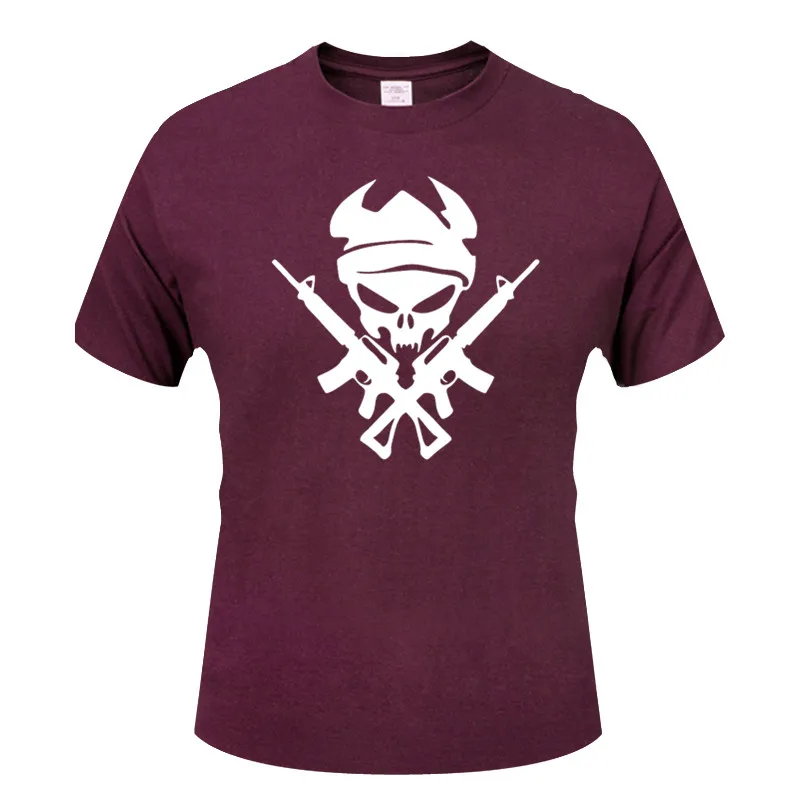 

Summer Fashion Newest Print Funny soldier with gun helmet protection interesting T-shirt short-sleeved cotton T-shirt