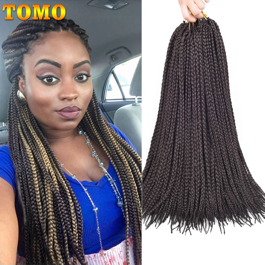 TOMO 1" 18" 2" длинные вязанные крючком косички для волос Омбре коричневые синтетические вязанные косички для наращивания волос 22 корня для женщин и детей