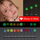 Серьги-гвоздики из хирургической стали для пирсинга губ, светящиеся кольца для прокола губ 16 г, акриловые шарики 6 мм, 8 мм, 10 мм, для женщин с защитой от аллергии, 2 шт.