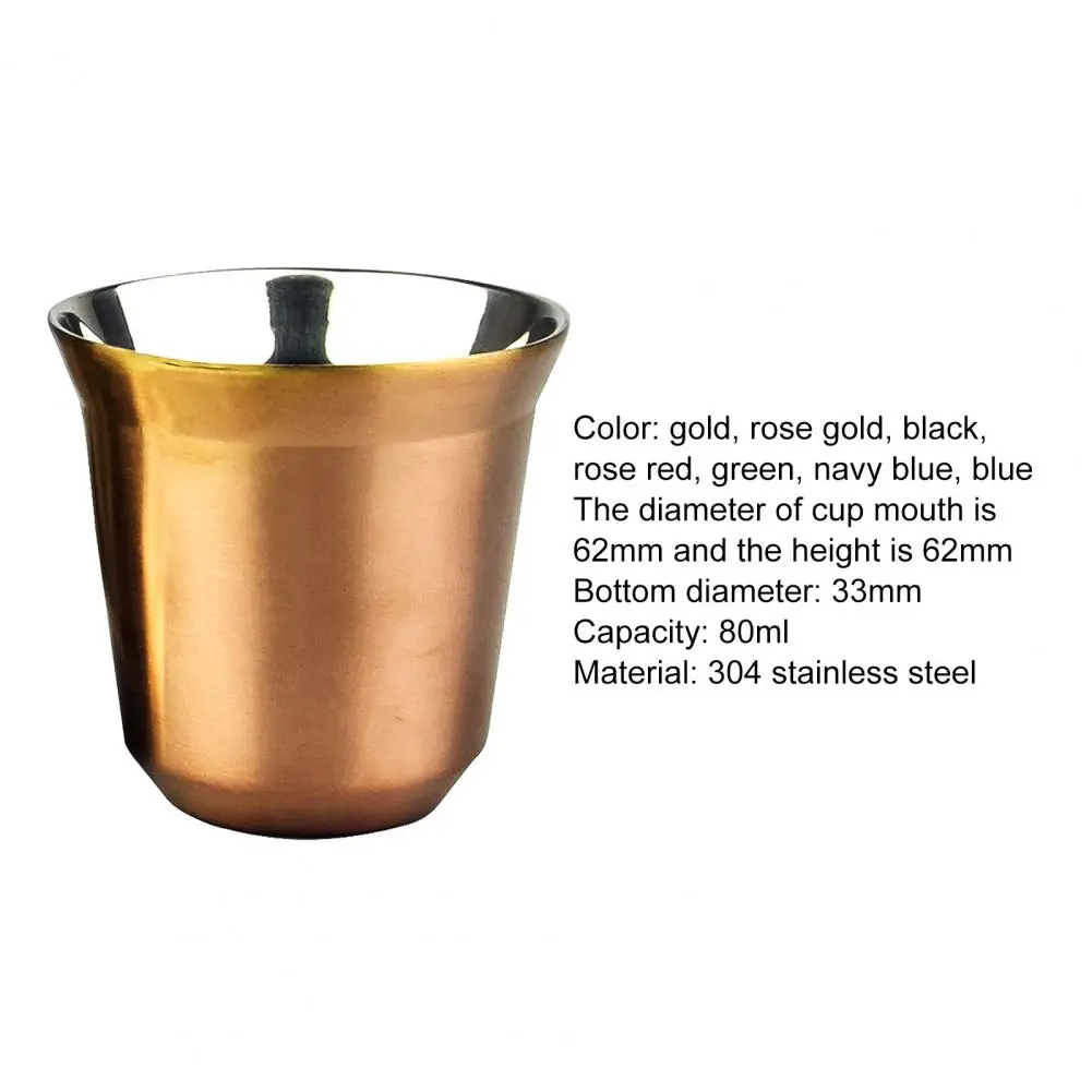 

80ml Milk Capsule Mug Double Wall Stainless Steel Espresso Insulated Coffee Cup Capsule Mug Coffee Cup For Home Bar