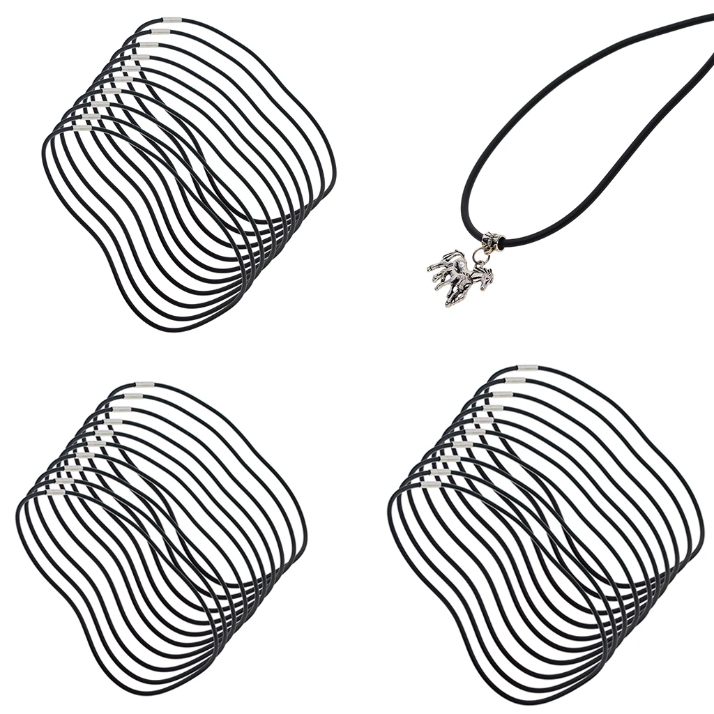 10 шт 3 мм черный резиновый шнур веревка ожерелье цепь с медной застежкой