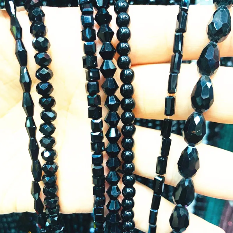

Много стильных Черных Граненых граненых круглых стеклянных хрустальных бусин, бусины россыпью, браслеты и ожерелья для изготовления ювели...