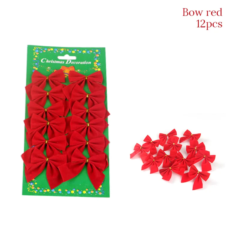 12pcs Red Bow Рождественские украшения для дома веселая Рождественская елка рождественские украшения Санта Снеговик Noel Navidad год Natal - Цвет: 12pcs Red Bow