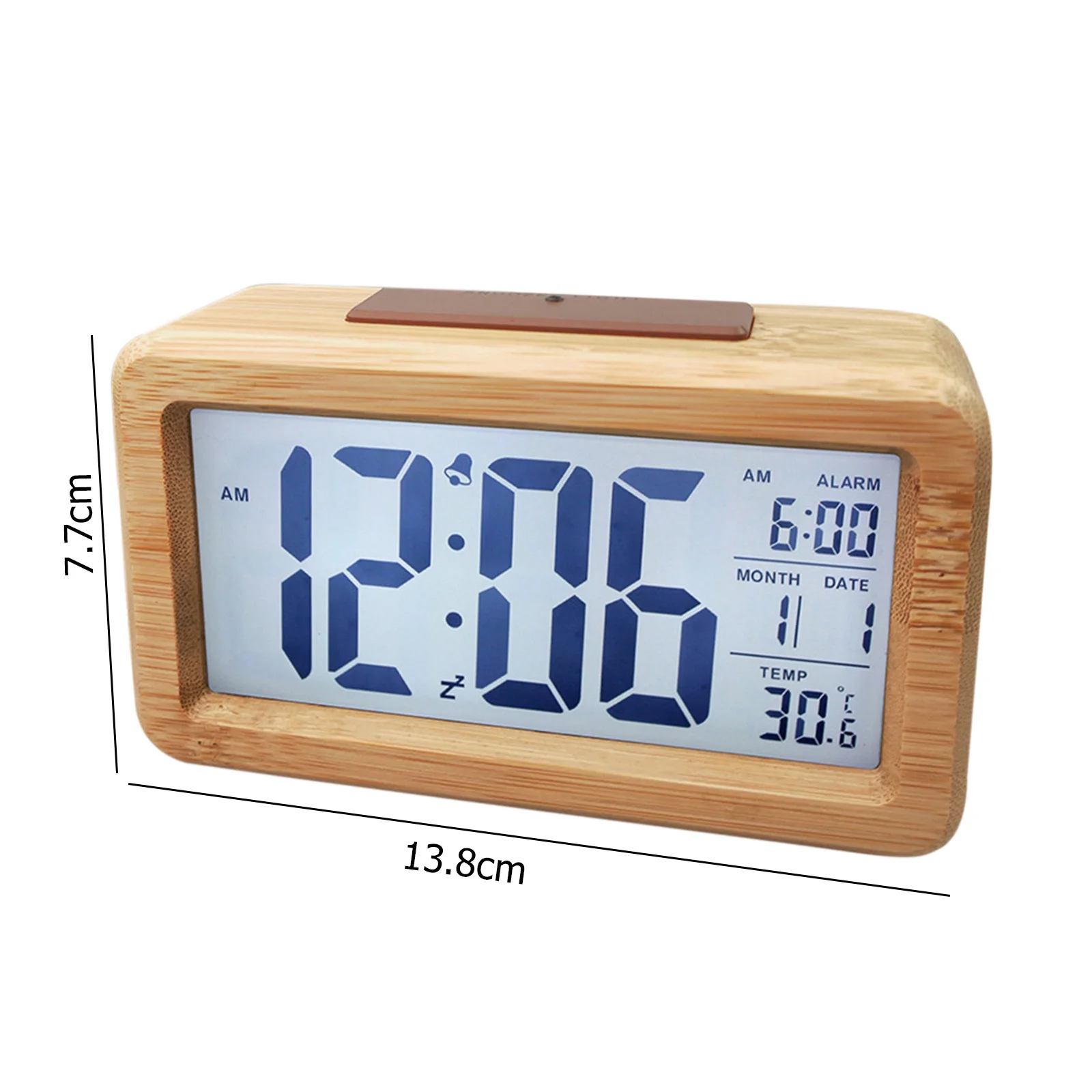 

Digital Alarm Clock Wooden Time Display Electronic Clocks Battery Operated with Sensor Backlight for Bedroom Bedside