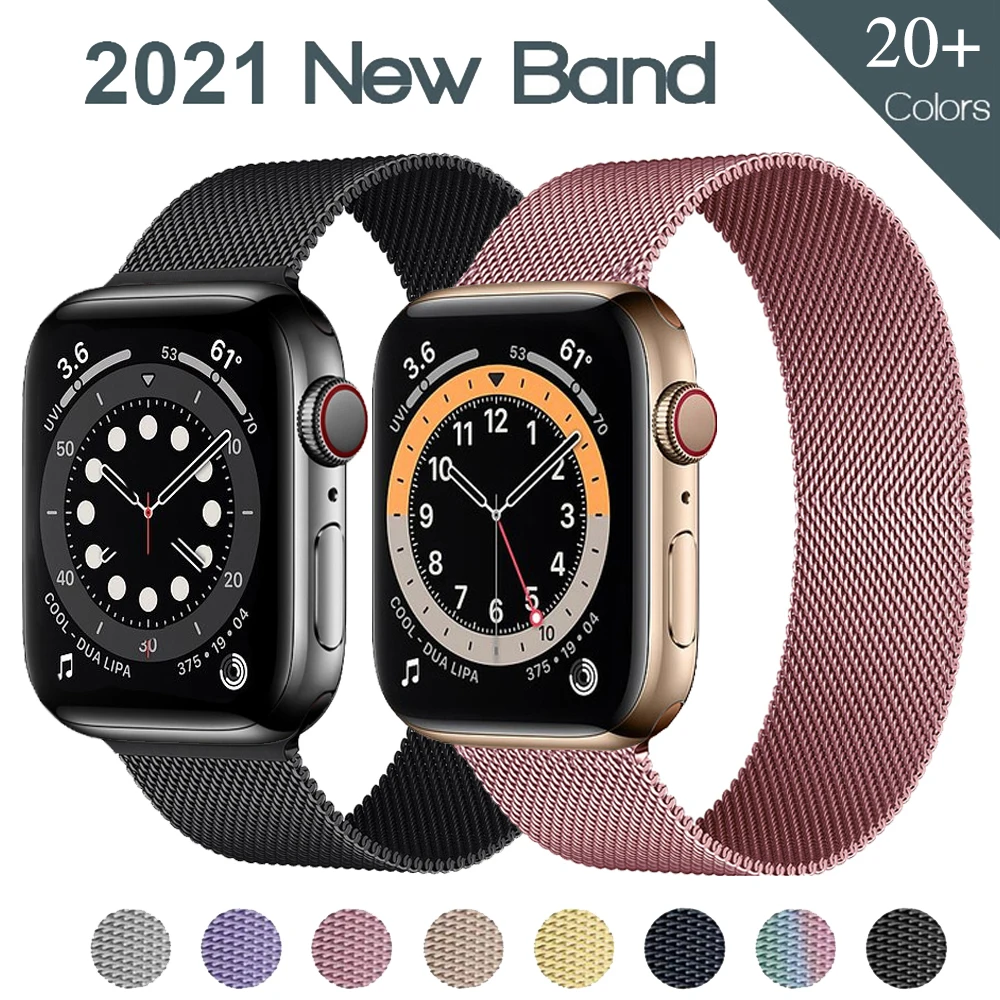 

Milanese Loop For Apple watch band 44mm 40mm iWatch series 2 3 4 5 6 Magnetic bracelet Mesh correa apple watch 38mm 42mm Strap