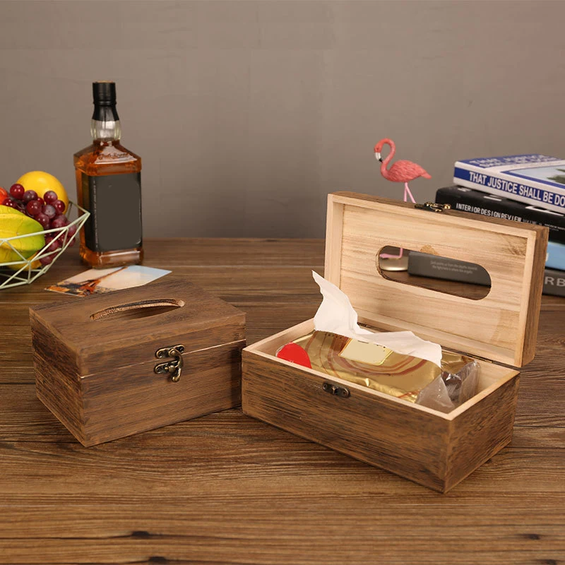 Useful Wooden Retro Tissue Box Cover Paper Napkin Holder Case Home Car Decor New Small | Дом и сад