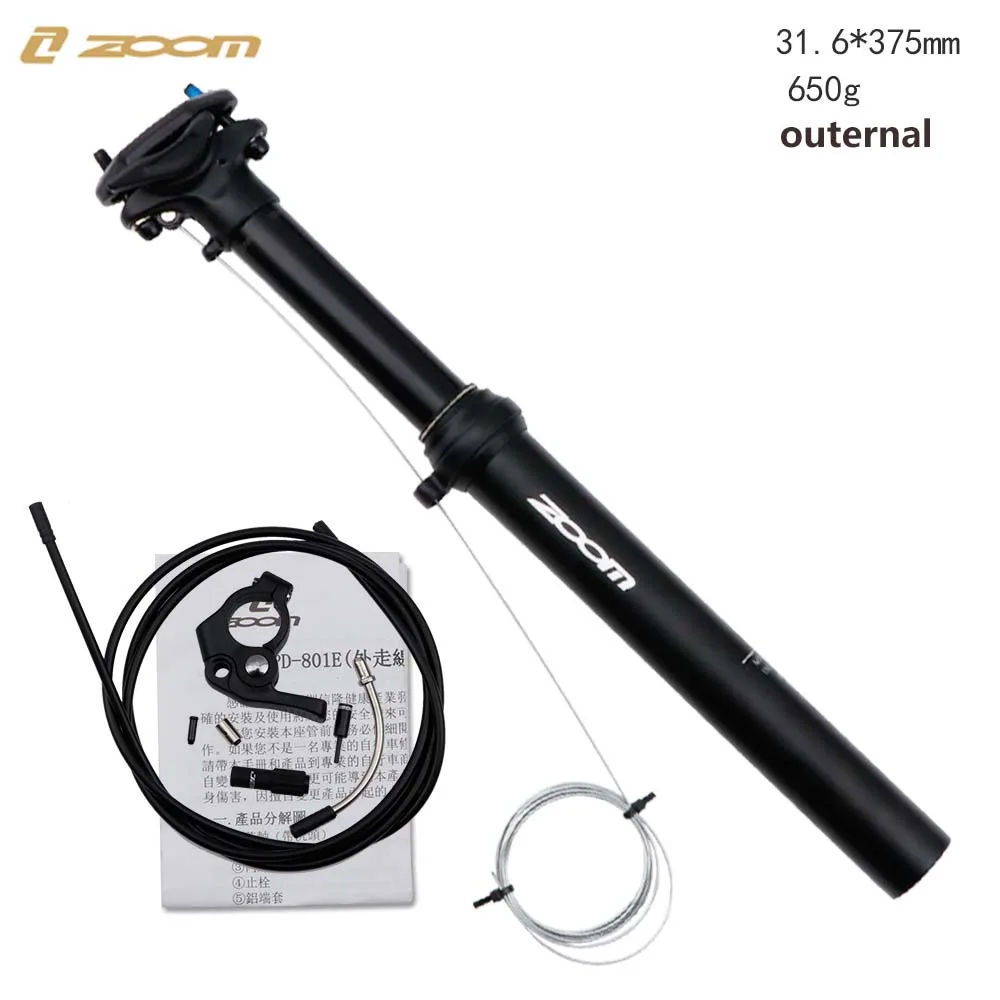 ZOOM height adjustable seatpost dropper 100mm travel MTB external / innertal Line Control Hydraulic 30.9 31.6mm 375mm 400mm | Спорт и