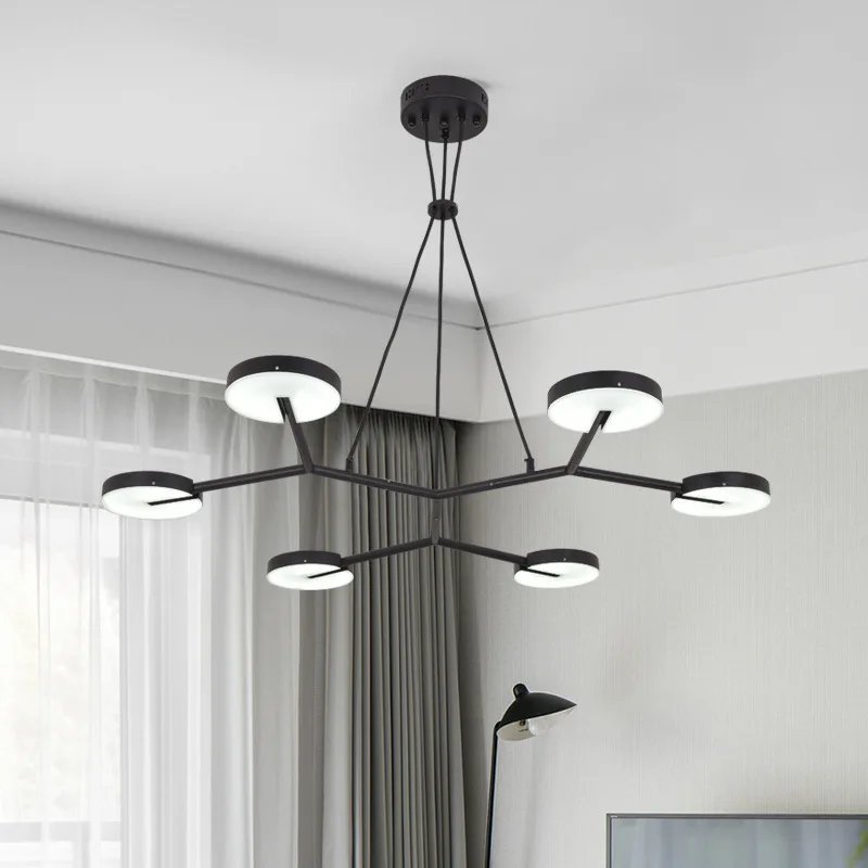 

Kobuc Nordic Design 3/6 LED Creative Chandelier Rotatable Dining room Living room Bar Black Gold Metal Chandelier Light Fixture
