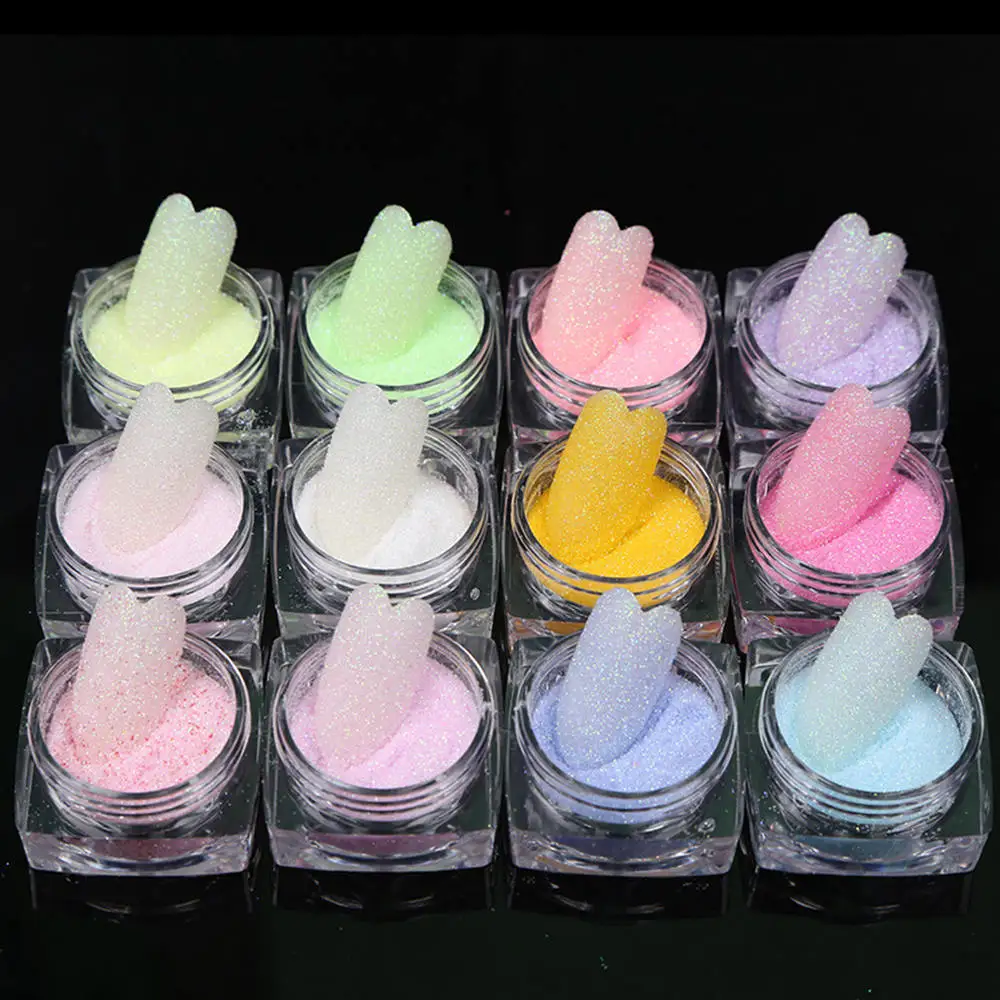 

12pcs/Set Nail Art Sugar Sandy Glitter Powder Dust Decoration Nail Tips DIY About 8 * 10 * 2cm Glitter Powders