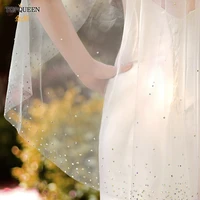 topqueen v103 wedding veil with rhinestone edge womens short veil veu bride short with comb shiny veil for bride rhinestone