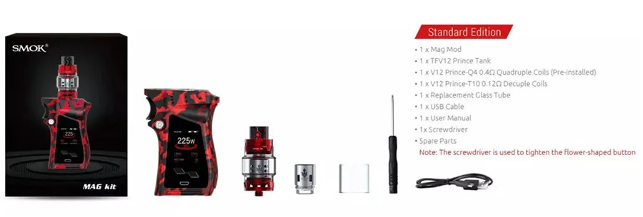 Vape Smok MAG Комплект Elektronik Sigara225W коробка мод испаритель FV12 Prince POD бак катушки сигареты электронная сигарета атомайзер S168