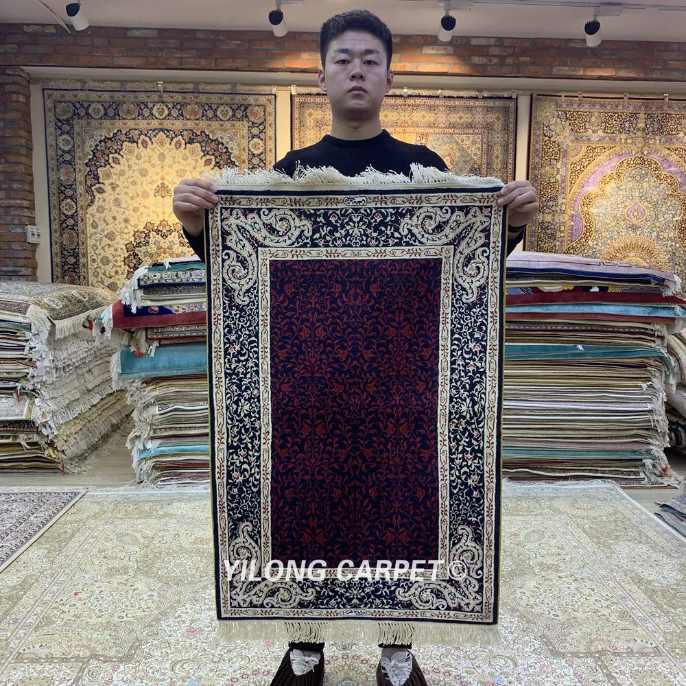Yilong 2 'x 3' восточные шелковые ковры фиолетовый ручной работы маленький Тебриз