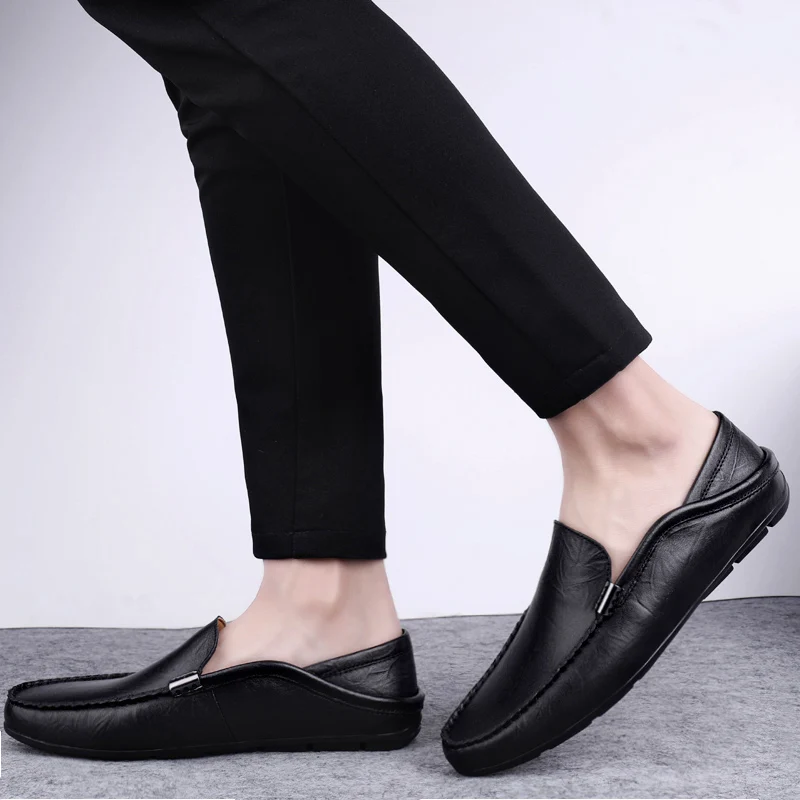 

leather male fashion mens loafers flat sports causal sneakers men sale wear mens 2020 Mens sport man shoes black leisure casual