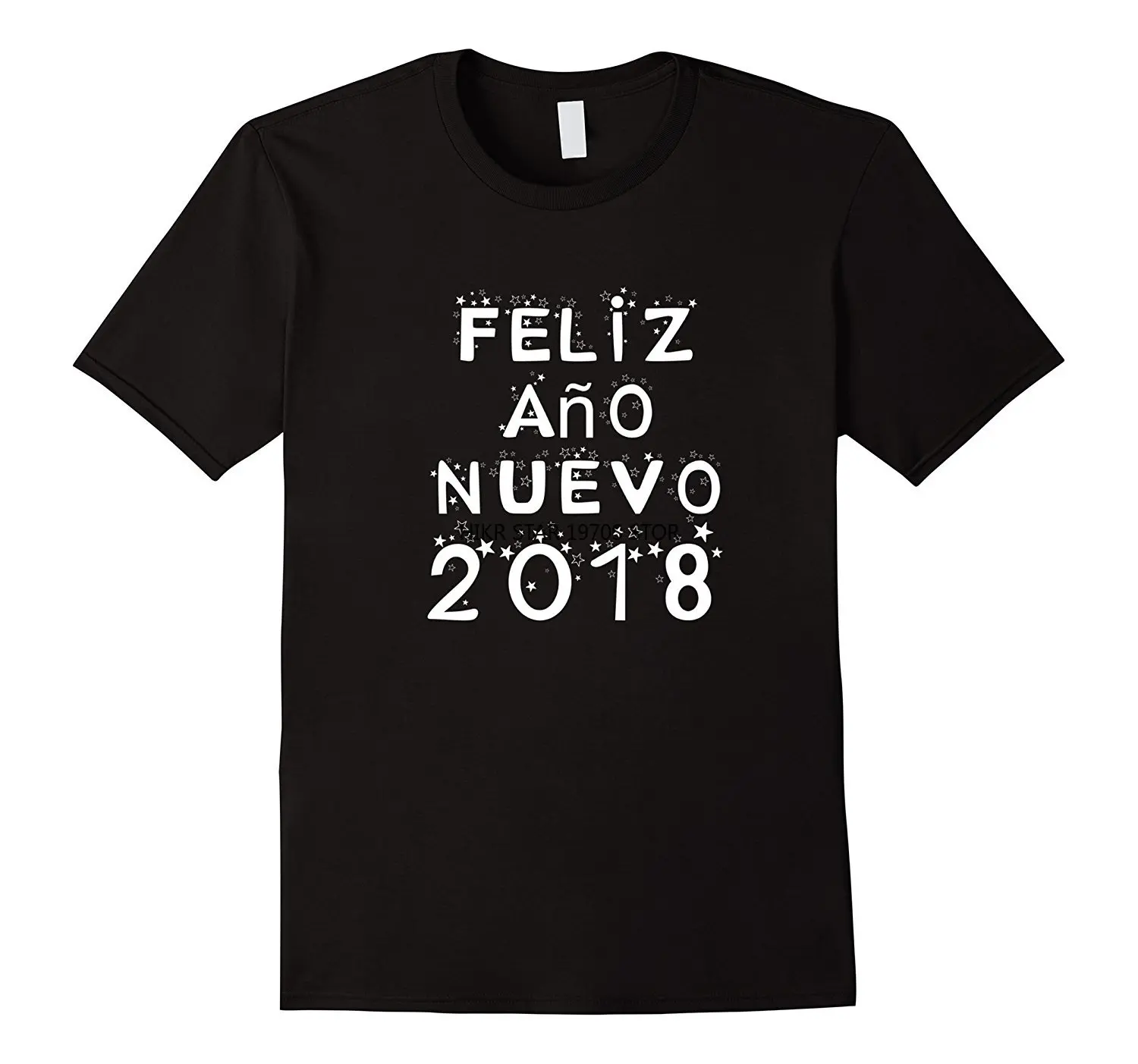 

2021 Feliz Nuevo 2018 TShirts Happy New Year In Spanish Men Adult Slim Fit TShirt Round Neck T-Shirt Men White Style Tees