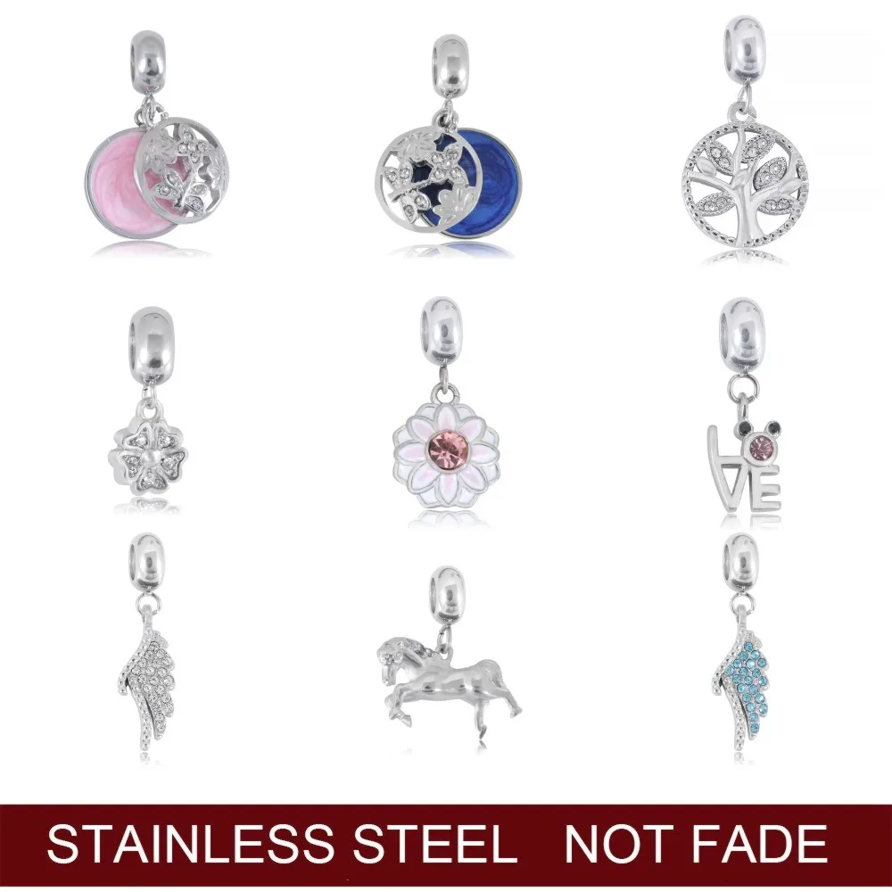 Лошадь & Угол Крыло талисман Микки кулон из нержавеющей стали для DIY браслет