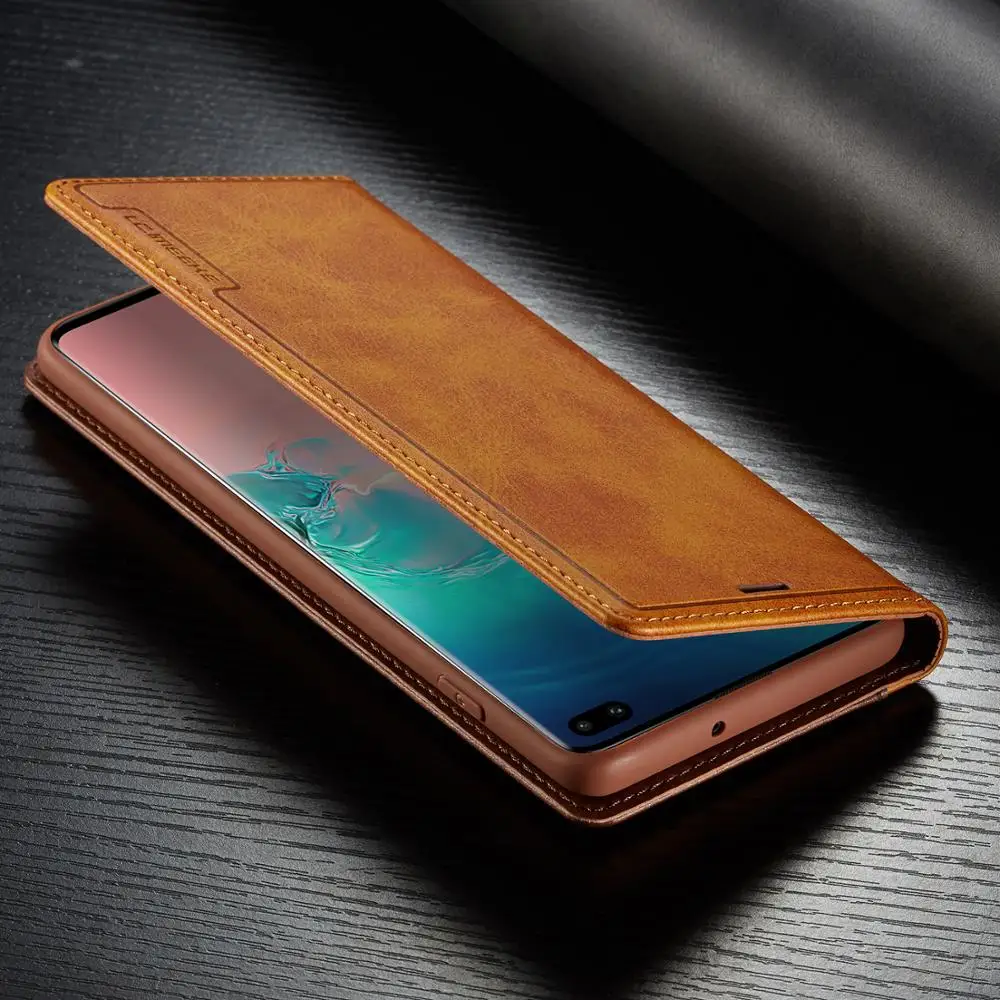 Роскошный кожаный чехол для телефона Samsung Galaxy S10 с отделением кредитных карт