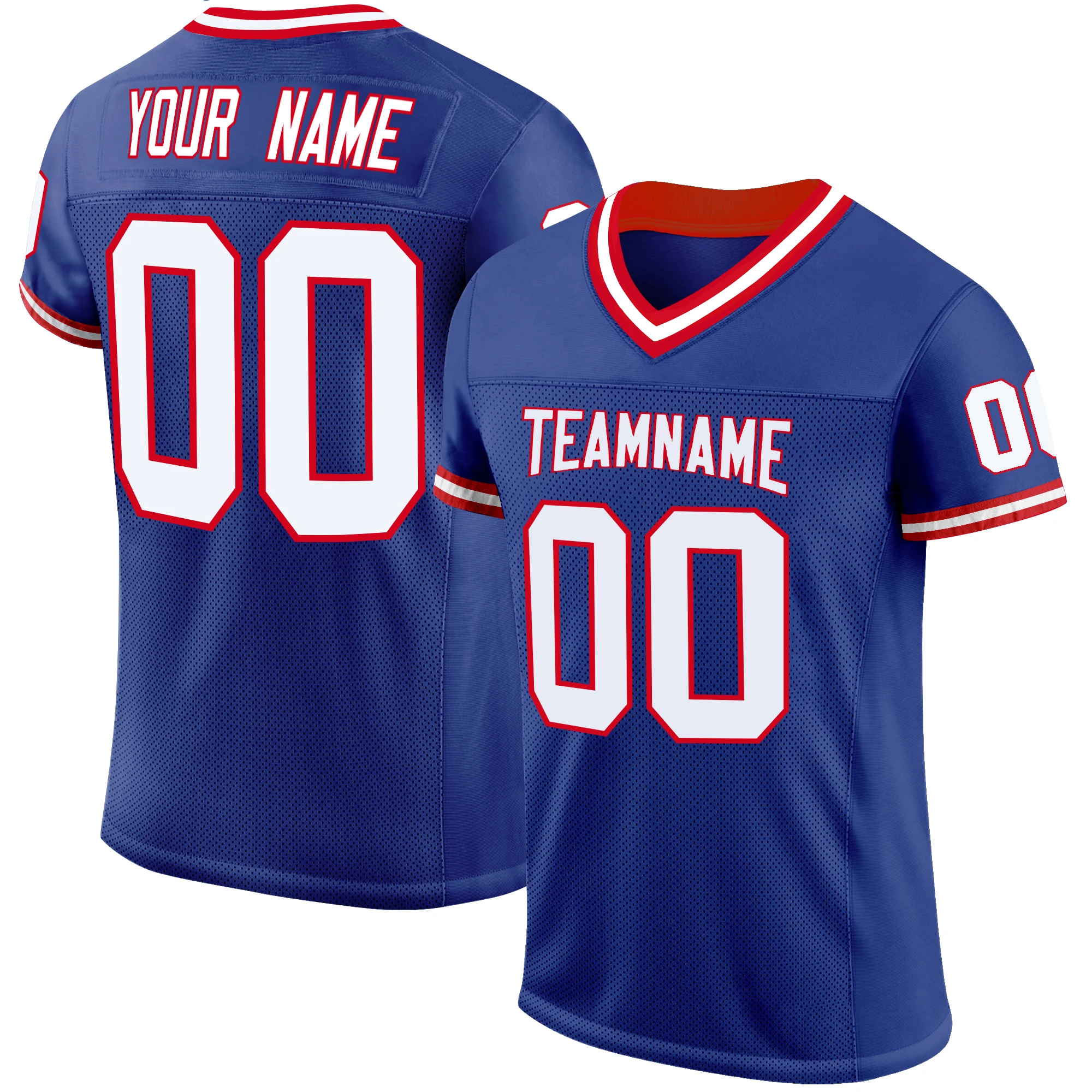 

Good Quality Custom Football Jersey Sublimation Team Name/Number Player's Short Sleeve V-neck Football Game Uniform for Men/
