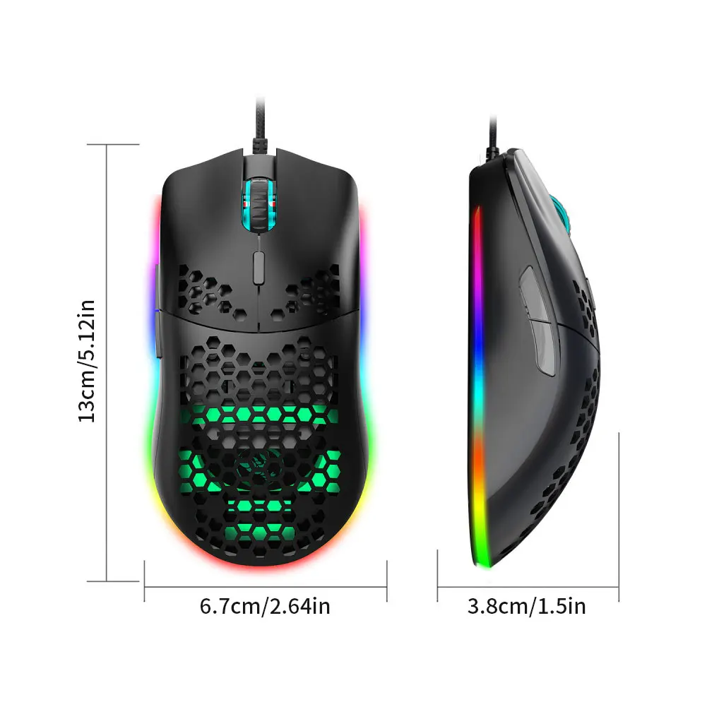 

J900 USB Wired Gaming Mouse RGB Gaming Mouse With Six Adjustable DPI Ergonomic Design For Desktop Laptop PC Computer Office