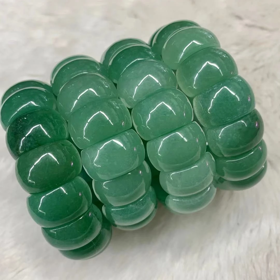 Браслет с зелеными авантюринами нефритовые бусины натуральный жесткий браслет