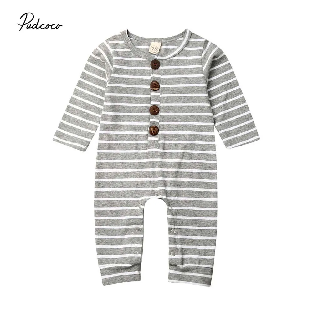 Комбинезон для новорожденных девочек и мальчиков полосатый комбинезон с