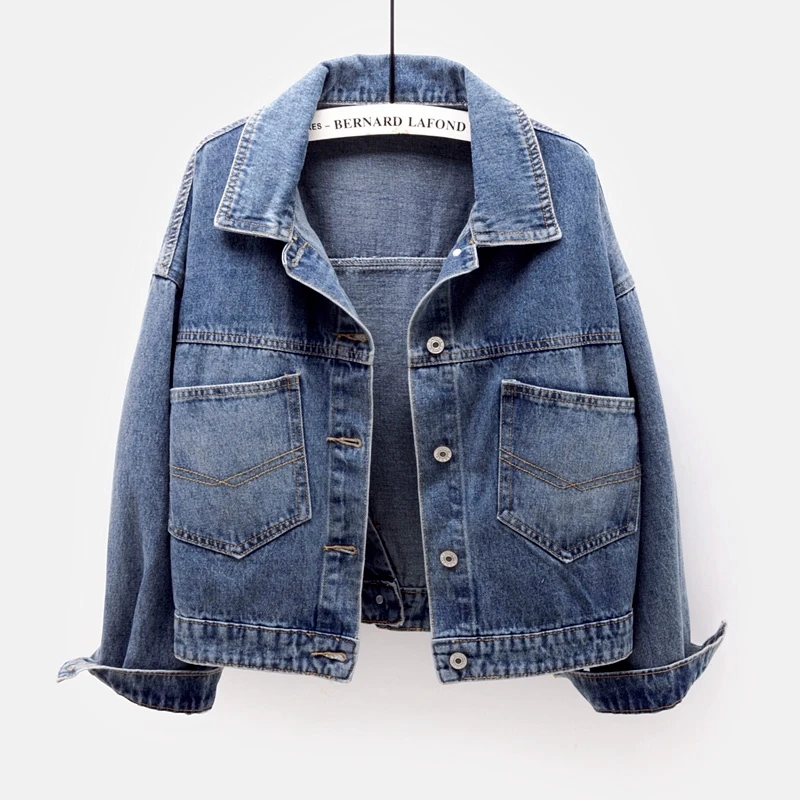 

Женская джинсовая куртка, Короткая свободная джинсовая куртка в Корейском стиле на осень и зиму, 2021