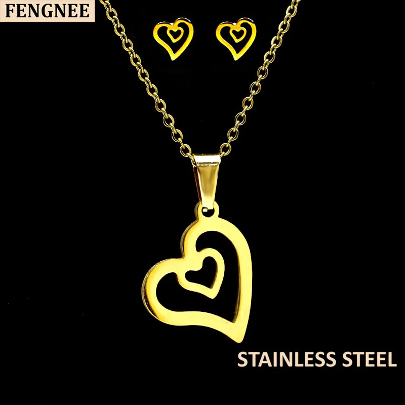 Женский комплект из колье и сердца нержавеющей стали | Украшения аксессуары