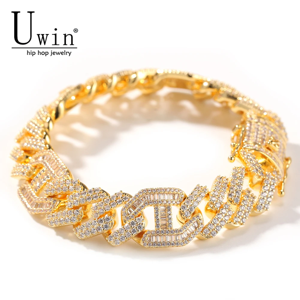 Uwin зубец кубинского браслета 14 мм Майями полный льдом из Bling Циркон для мужчин