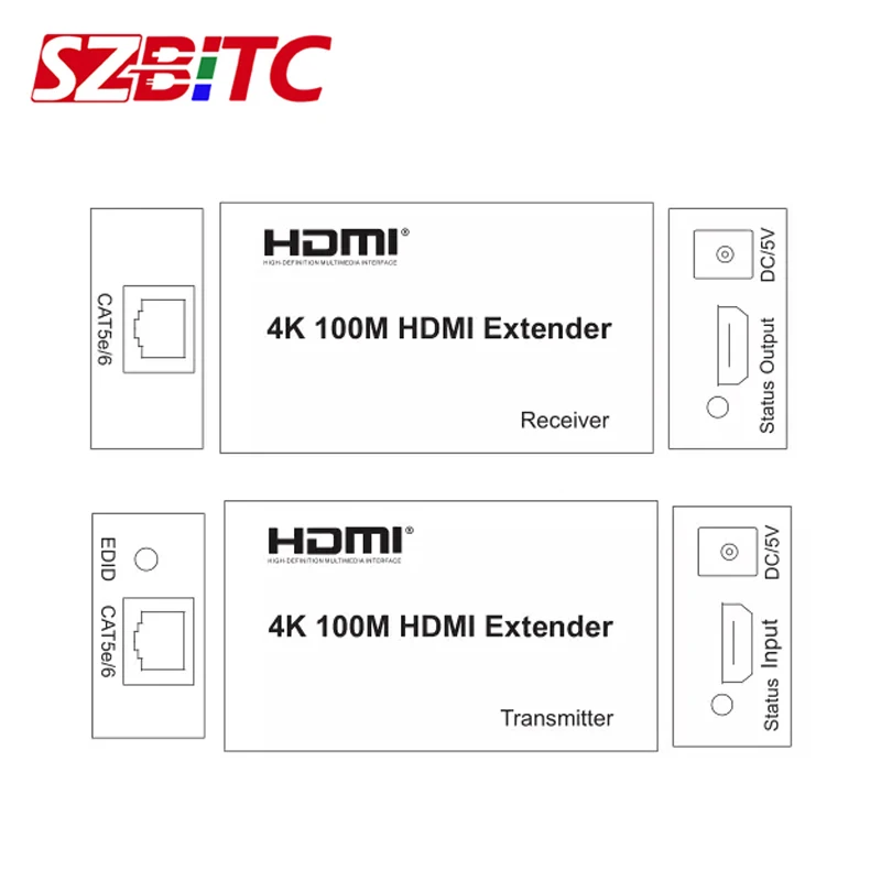 szbitc 4k 100m hdmi extender extension cord converter over cat 5e6 6e utp rj45 lan network card ethernet cable free global shipping