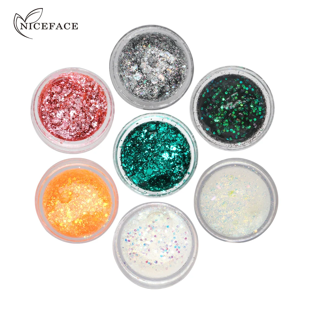Niceface глянцевые желейные тени для век гелевые серебряные Серые Металлические