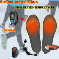 new 2000mah usb heated shoes insoles remote control rechargeable feet warm sock pad mat adjustable temperature shoes soles